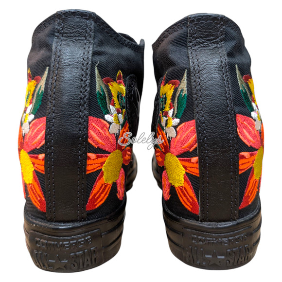 Converse x PATBO 2016 Floral Embroidered Lux Mid Hidden Wedge Black Pink 6.5 - Picture 4 of 13
